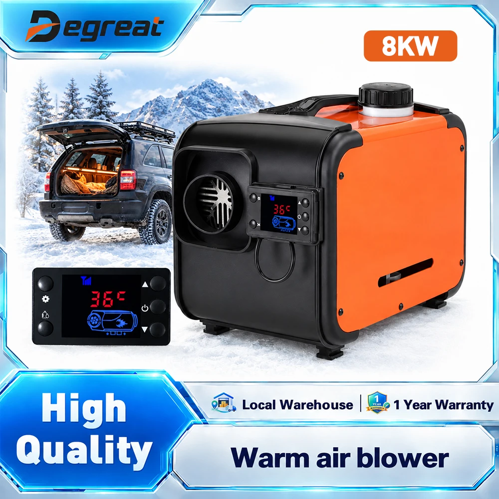 Image of Degreat 8000W Diesel-Standheizung 12V/24V mit Fernbedienung und LCD-Anzeige für Autos, Busse, LKWs, Wohnmobile und Boote - Luftheizungssystem