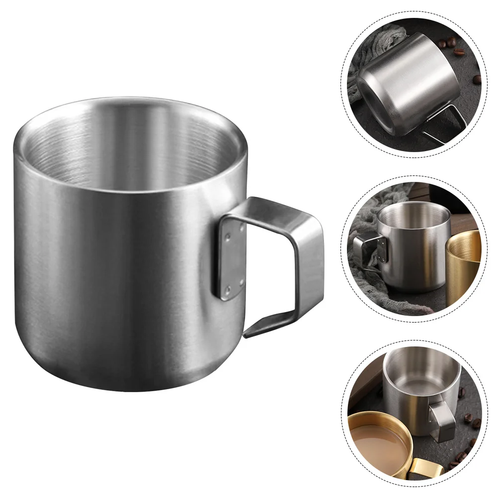 

Espresso Cup Coffee Milk Water Large Mugs Household Camping Metal Breakfast Silver Multi-use Travel