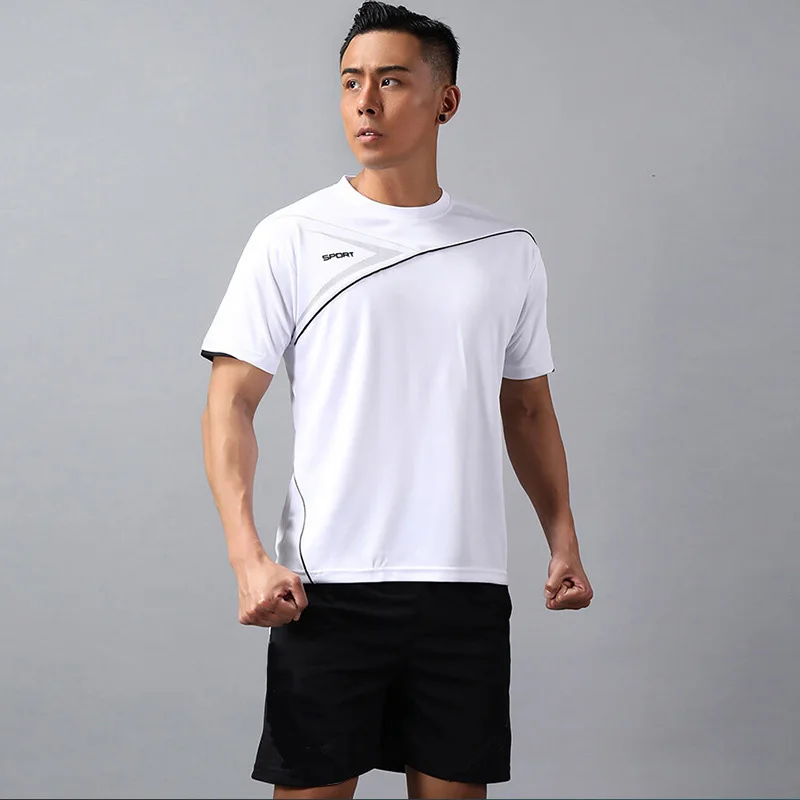

CHRLCK Men's Quick Drying Running Sets Breathable Hiking Fishing T-Shirt Short Soft Elasticity Gym Fitness Suits Outdoor Sports