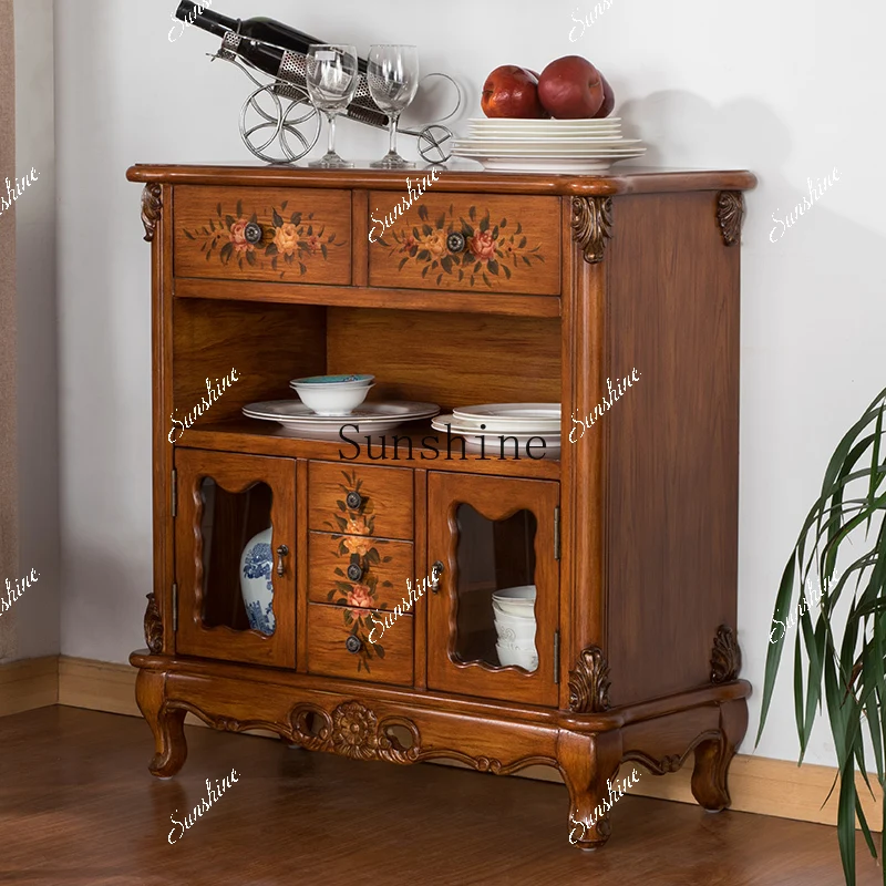 European and American side cabinets Small retro dishes storage porch display Mediterranean painted furniture  FT