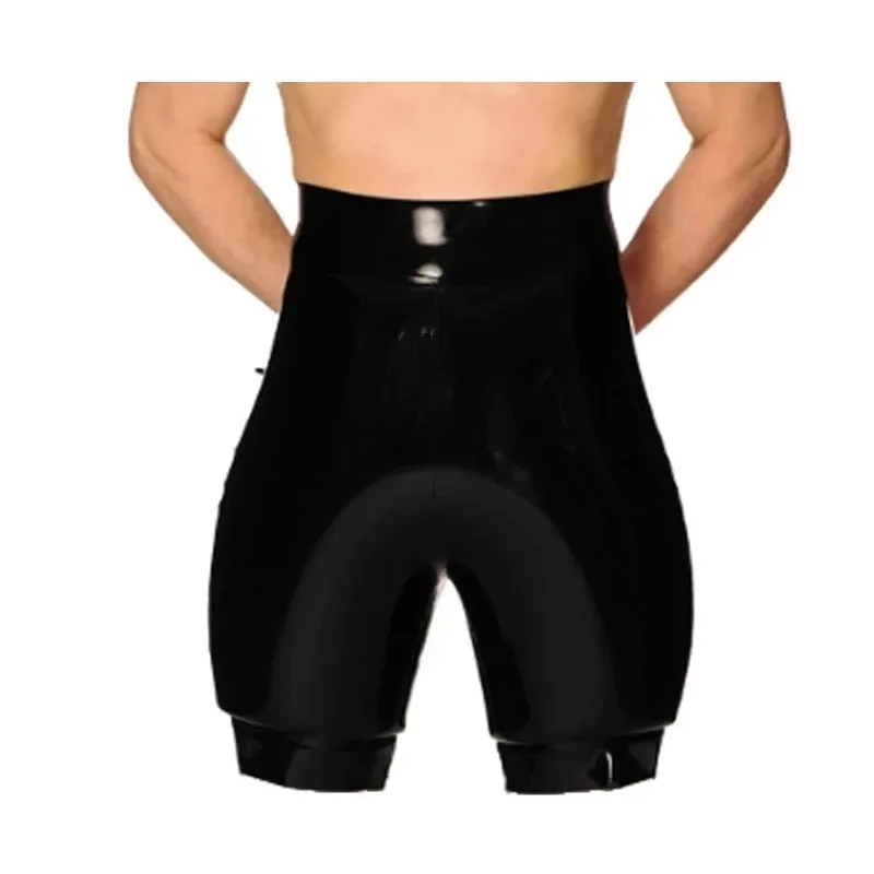 Men's Inflatable Latex Shorts Crotch Zipper Rubber Handmade Double Layer Underpants Boxer Shorts Underwear