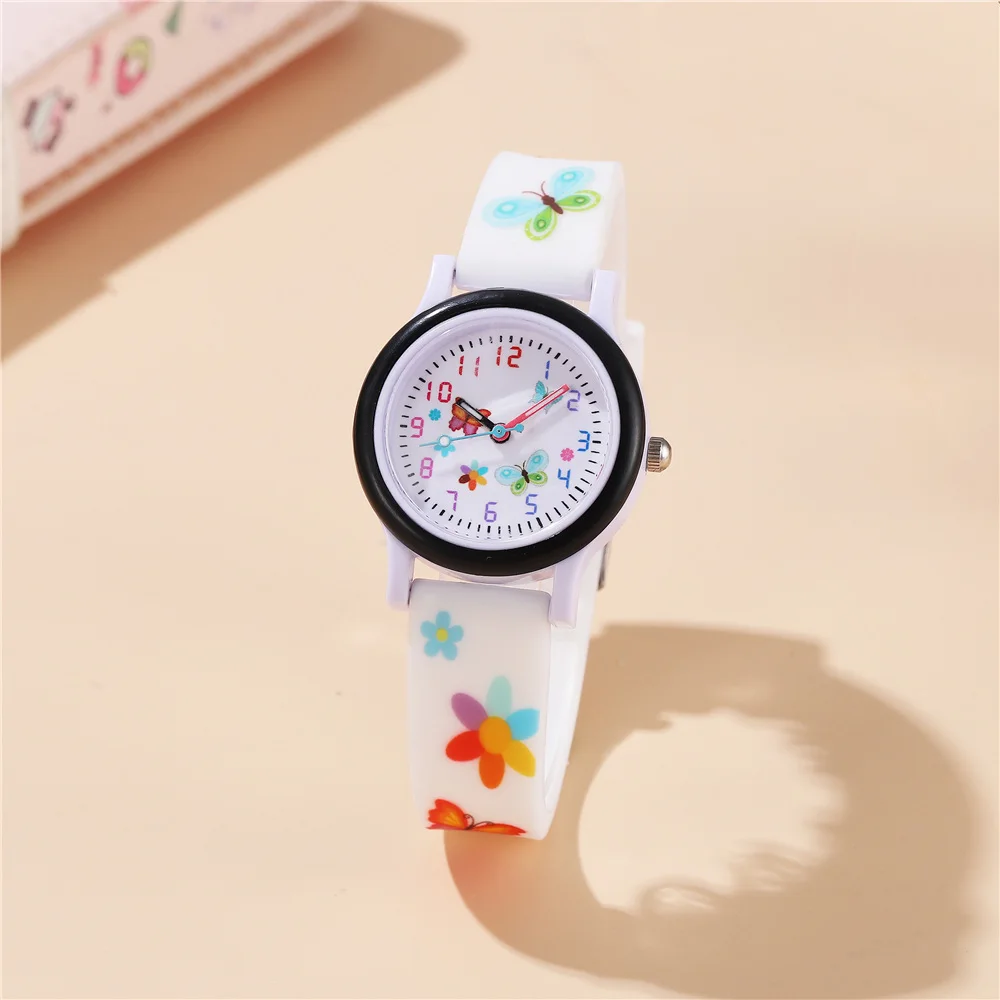 Cartoon Watches Colorful Children Watch For Boys Girls Kids Watches Quartz Wristwatch Butterfly Silicone Strap