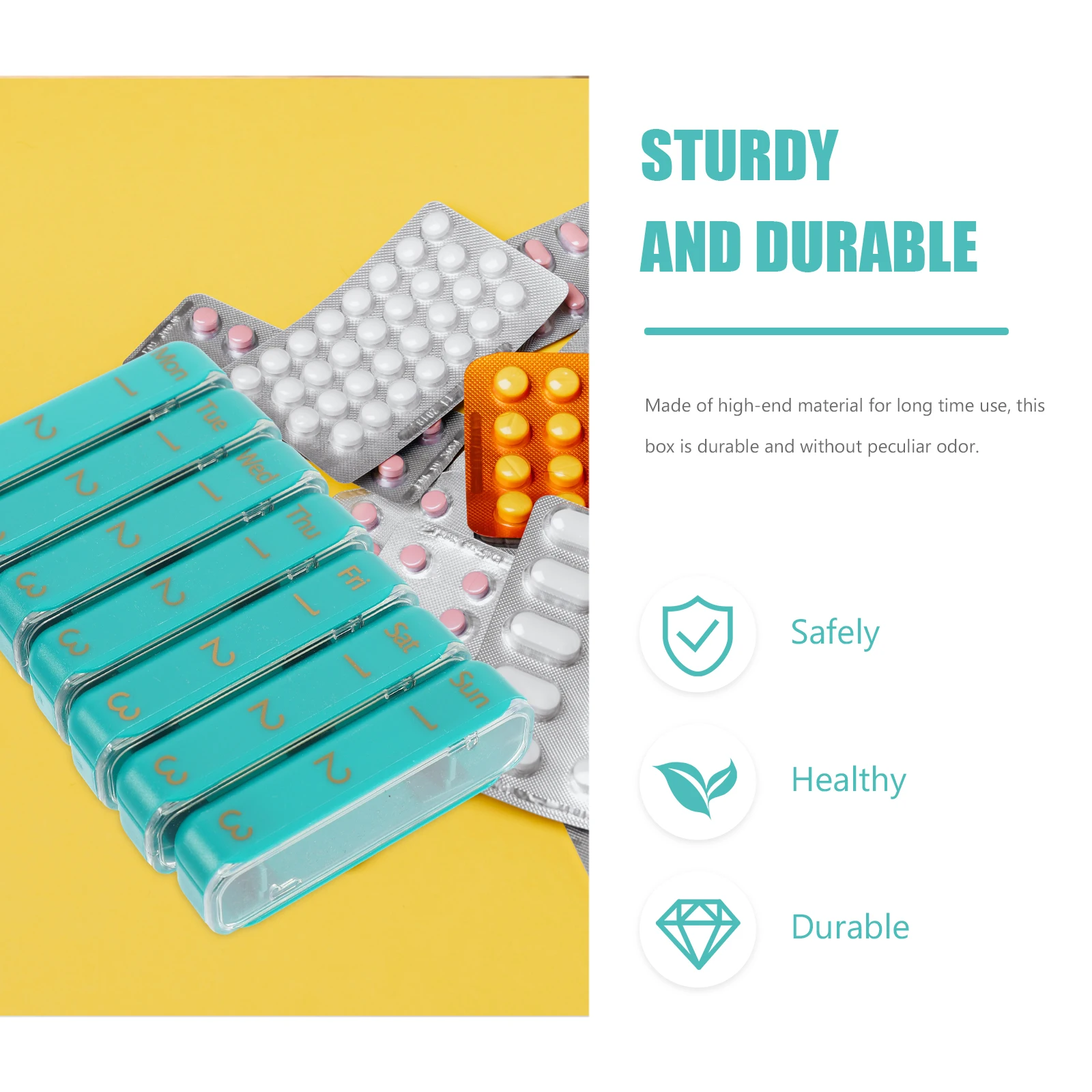 

1 комплект, еженедельный органайзер для лекарств, компактный чехол, органайзер для таблеток, прочные отдельные отделения, еженедельный футляр для лекарств