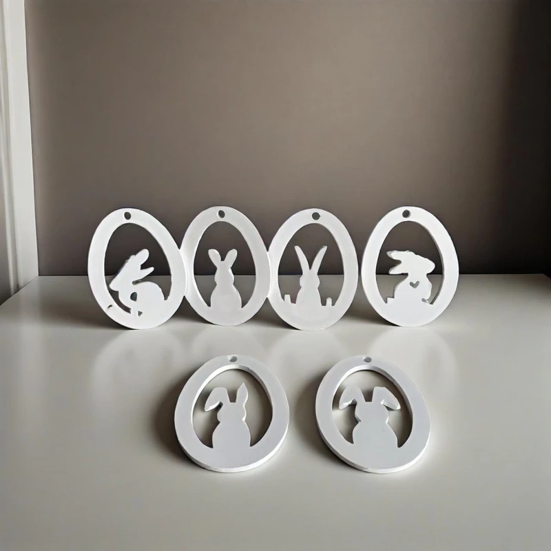

6pcs Easter Atmosphere Hanging Ornament Rabbit Mold, Easter Decoration Plaster Mold, Crystal Resin Mold, DIY Handmade Candle Mak