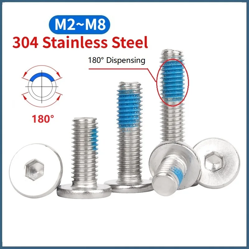 M2-M8 CM 304 Stainless Steel Hex Hexagon Socket Ultra Thin Low Flat Wafer Allen Head Dispensing Screws Anti-loosening Bolts