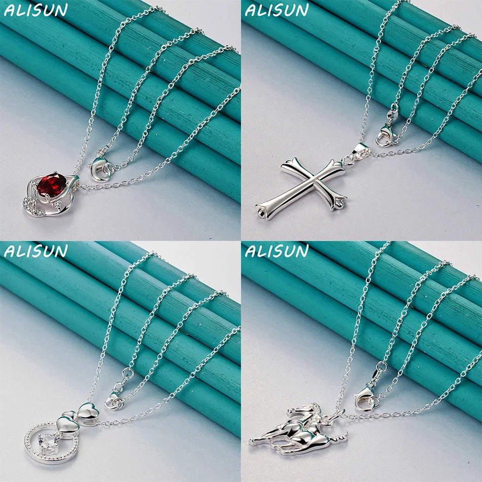 ALISUN 40-75cm 925 Sterling Silver Design Pendant Necklace For Women Men Creativity Gifts Street All-match Party And Daily Wear