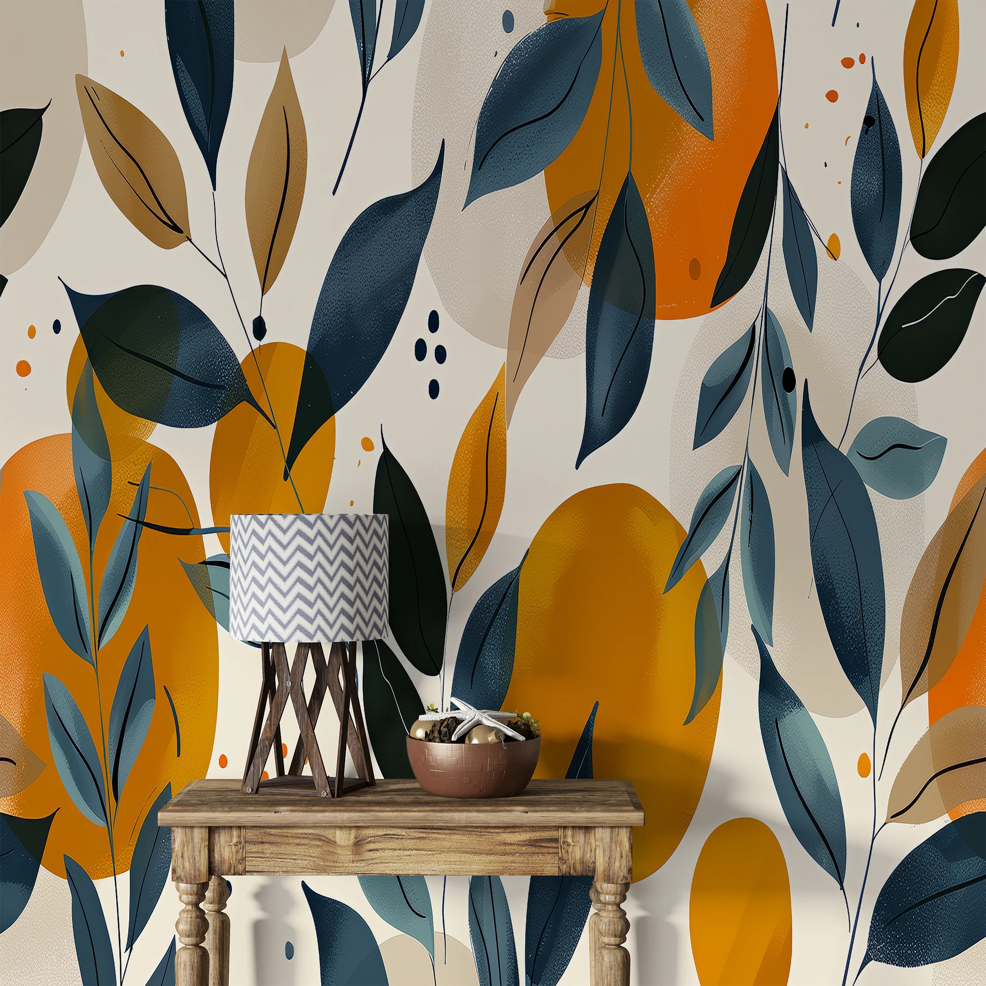 Customized 3D Wallpaper Tropical plant leaf background wall