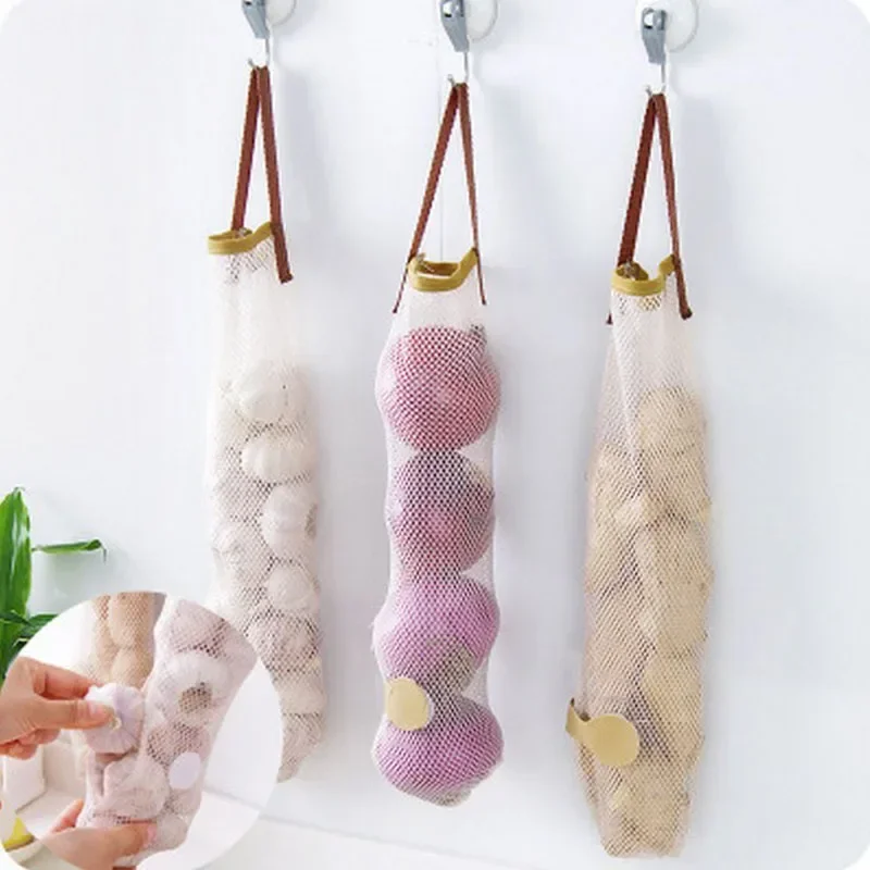 

Kitchen Fruits Vegetables Storage Hanging Bag Reusable Grocery Produce Bags Mesh Ecology Shopping Tote Bag Onion Organization