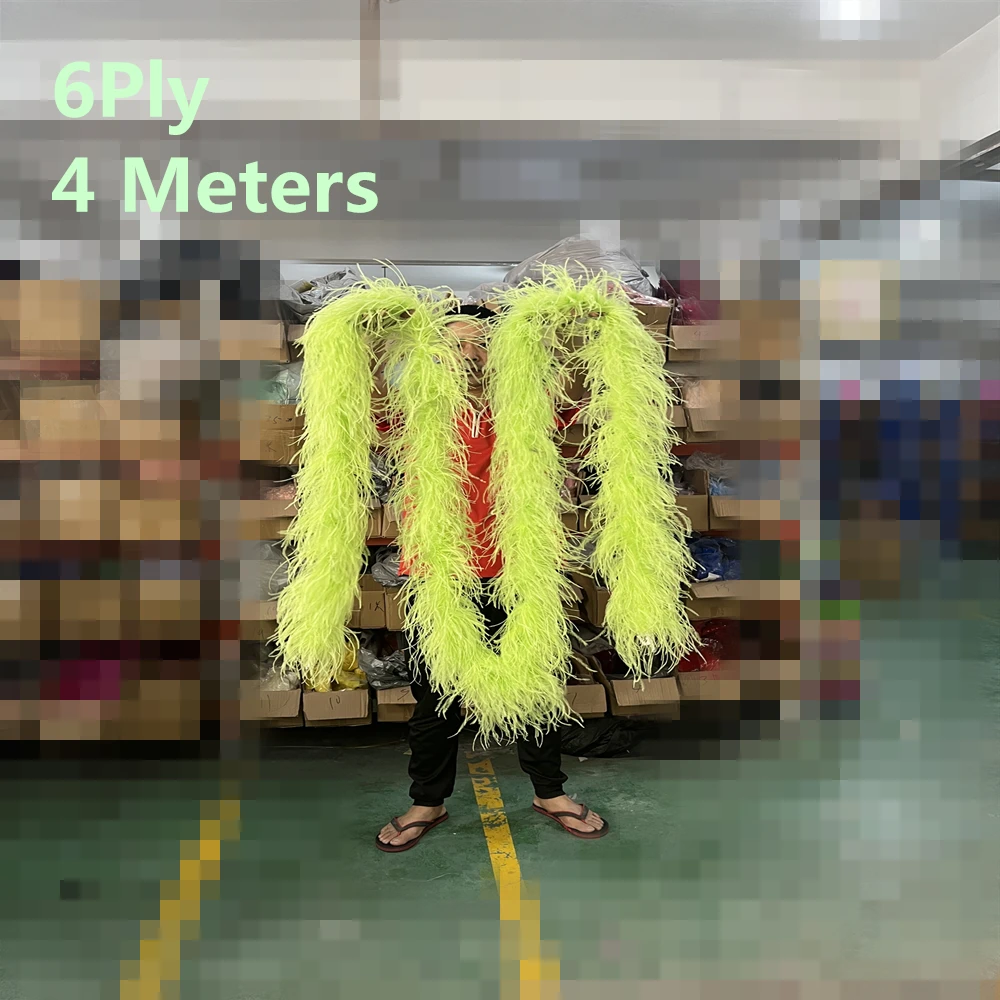 3ply 6ply 8ply 10ply 12ply Luxury Ostrich feather Boa 6 Meters Trim Real Ostrich Plumas Scarf for Festival Stage prop Colored