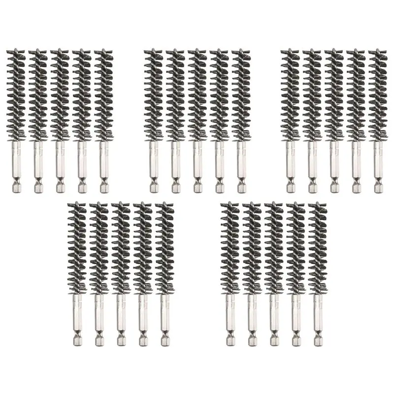 M12K-25X Stainless Steel Bore Brush Wire Brush For Power Drill Cleaning Wire Brush Stainless Steel With Hex Shank Handle