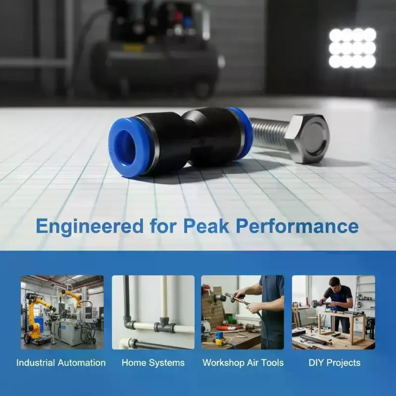Efficient 40/50Pcs Pneumatic Push Connectors With Versatile Sizes 4/6/8/10/12 for Workshop Convenience