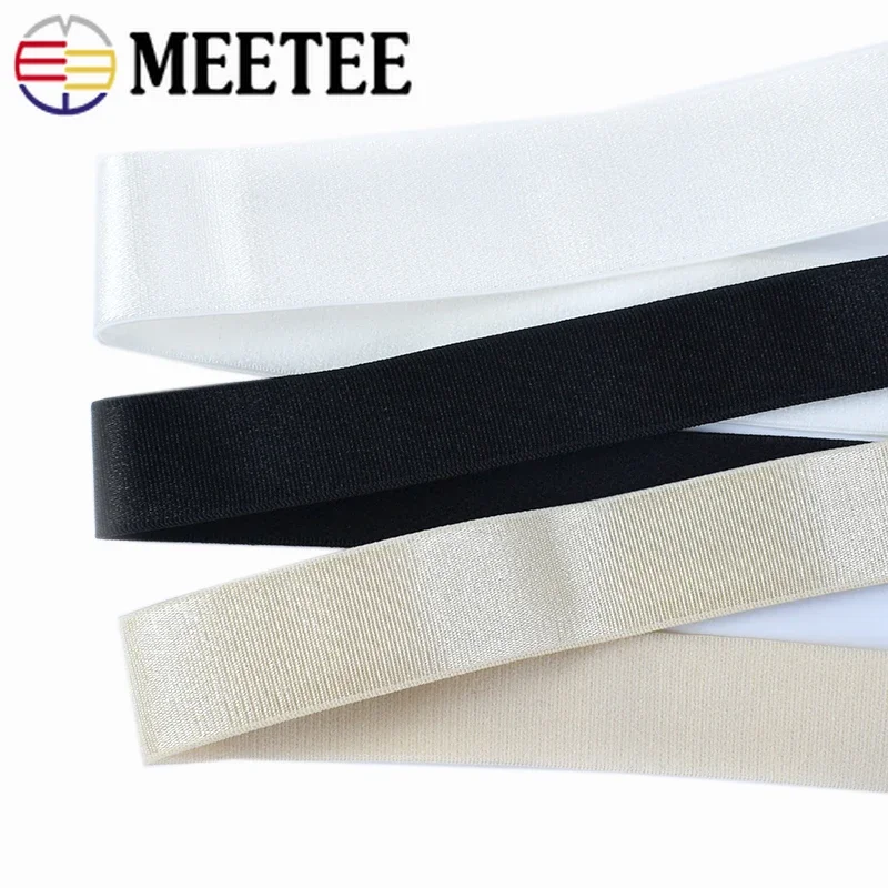 Meetee-Spandex Underwear Nylon Elastic Band Strap, Bra Ear Straps, Webbing Tape, DIY Garment Belt, bandas de borracha, 6-40mm, 10 m, 20m