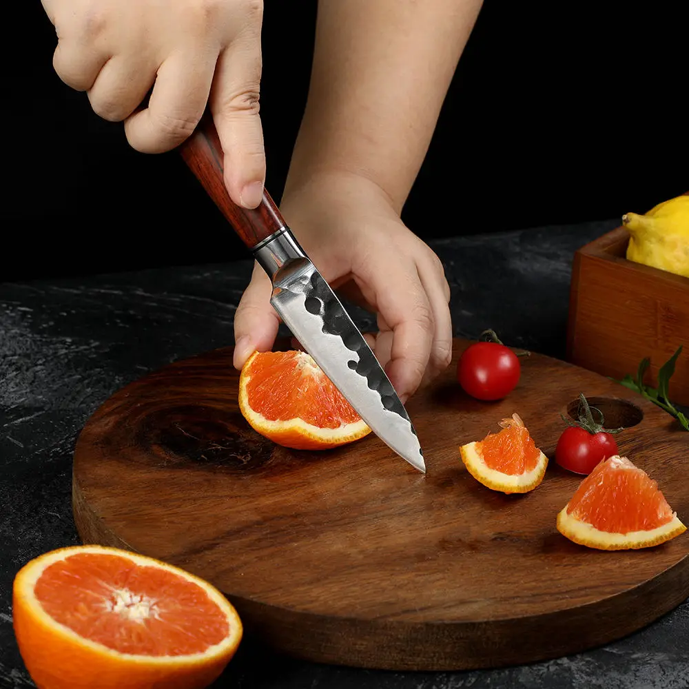 Sharp Fruit KnifeHandmade Stainless Steel Knife Full Tang Non-stick Pattern Blade Tool - Fruit Carving Knife With Rounded Edges
