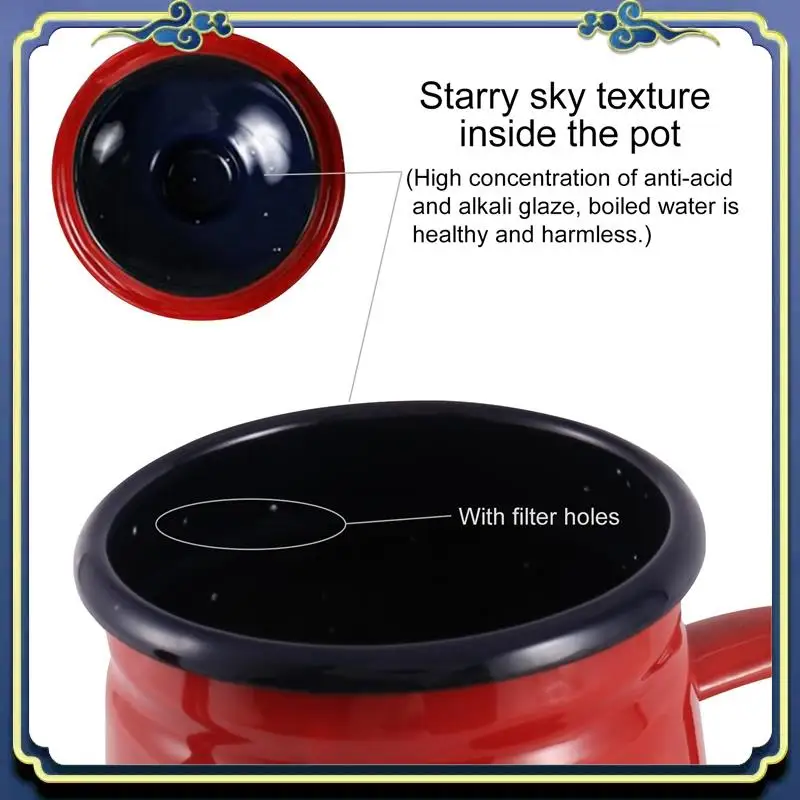 

Latest 1.1L Enamel Coffee Pot Hand Tea Kettle Induction Cooker Gas Stove Universal