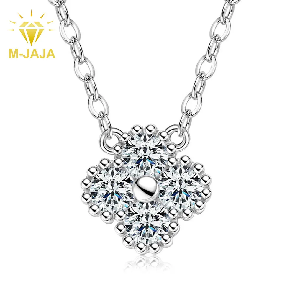 

M-JAJA Moissanite Pendant Necklace Four-leaf Clover Necklace for Women 18K Gold Plated S925 Silver Clavicle Chain Trendy Jewelry
