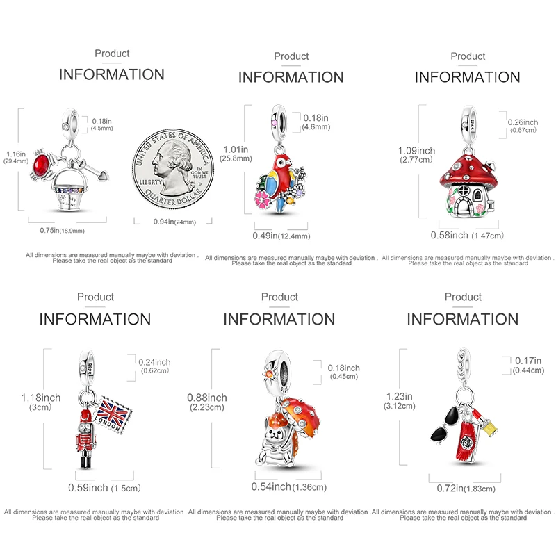 Charms aus 925 Sterling Silber, Rote Farbserie, Roter Elefant, Tier- und Fruchtperlen, Original, Passend für Damen, Jubiläums-Schmuckanhänger – Detail 13