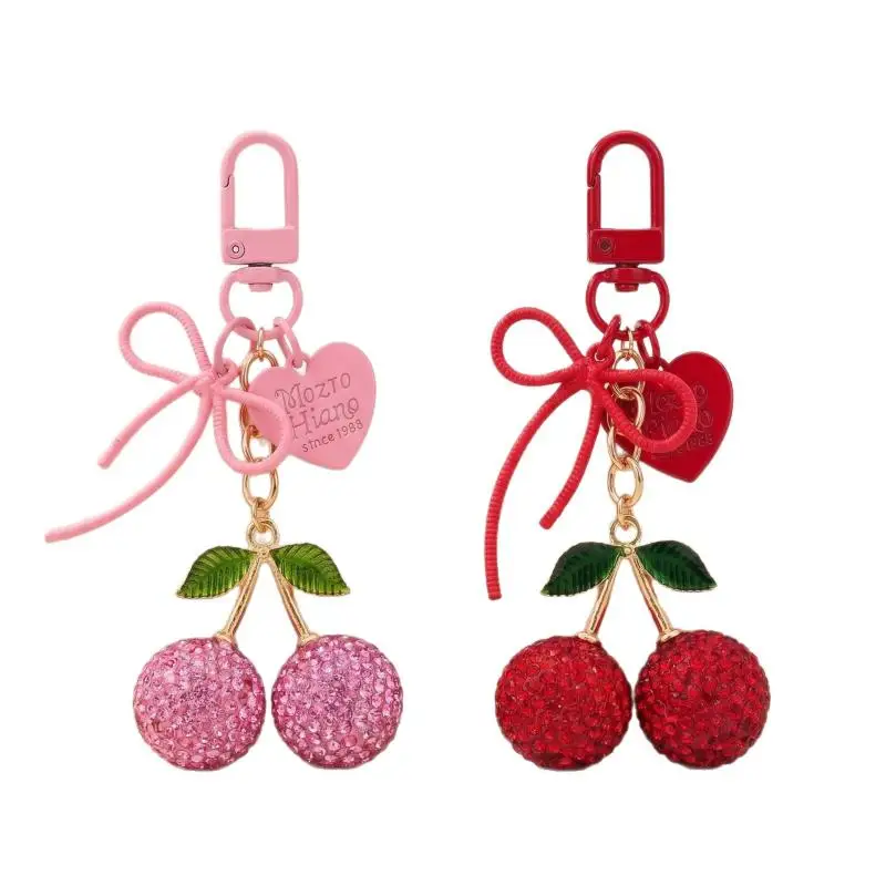 1 Stück Kreatives Herz-Schmetterling-Schleife-Kirsch-Taschenzubehör, Niedlicher Frucht-Kirsch-Schlüsselanhänger, Modischer Autoschlüsselring, Geschenk – Detail 6