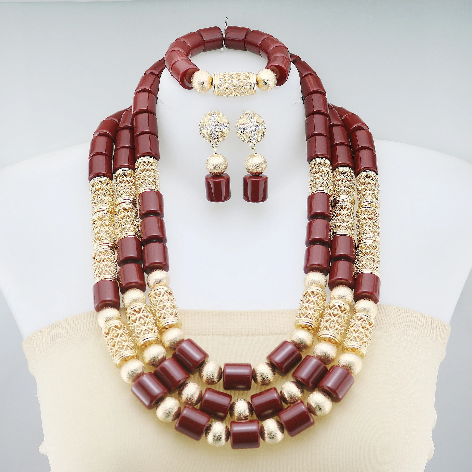 Top Quality Latest Beads and Jewellery Resin Bridal Necklace Set African Fashion Jewelry Sets For Women New Jewelry Sets zwm