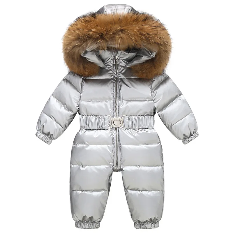 Children Winter Overalls Waterproof Hooded Girl Down Jacket Baby Boy Warm Jumpsuit Toddler Girl Faux Fur Ski Suit Kids Snowsuit