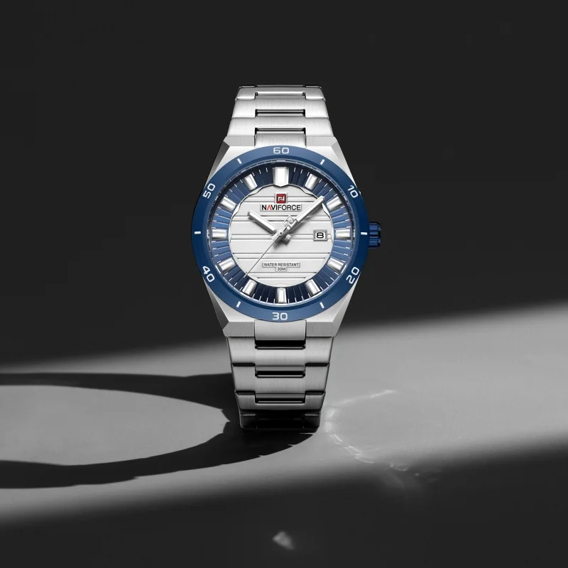 NAVIFORCE NF9268 Men Quartz Watch 3ATM Waterproof Stainless Steel Wristwatch Date Luminous Male Clock Casual Business Gifts box
