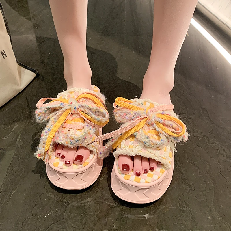 Lace-up Summer Women\'s kawaii Muffin Shoes Fashion Ladies Thick Soled Casual Sandals Casual Beach Shoes Female Jelly Shoes
