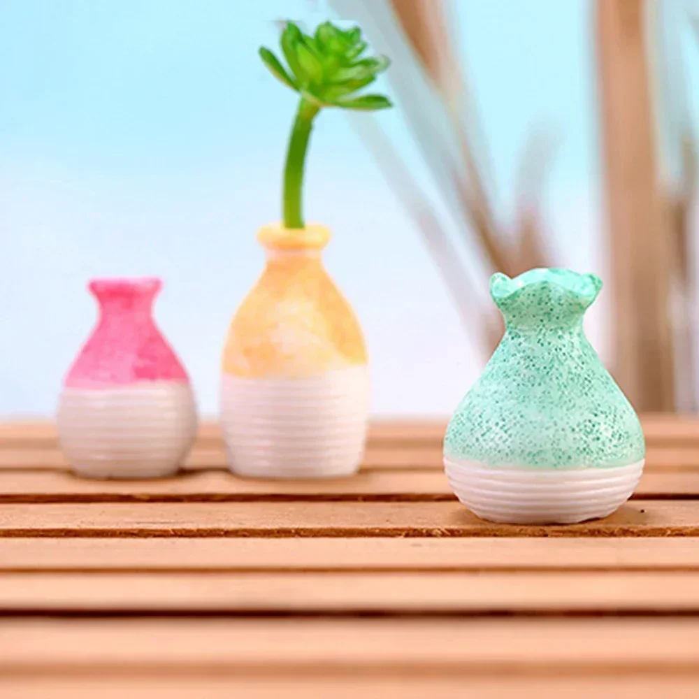 Vas Menarik Model Resin Mudah Dibawa Vas Miniatur Tanaman Berwarna Cerah Vas Bunga Tahan Aus