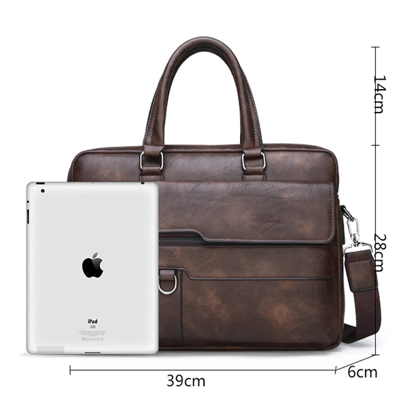 High Quality Men Briefcases Bag For 14 inch Laptop Business Travel Bags Handbags Leather Office Shoulder Bags For Man