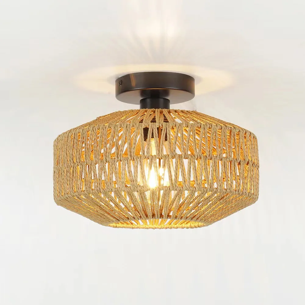 

Classic Bamboo Lustre Chandelier Hanging Lamp Ceiling Handmade Rattan Pendant Light Fixture Weaving Home Living Bed Room Decor