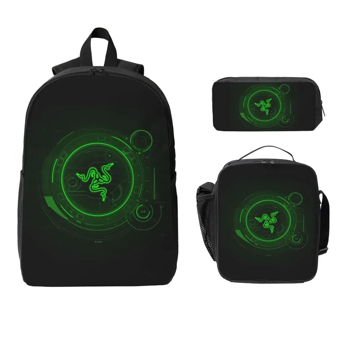 

Razer Coasters Backpack Student Boys Girls BookBag School Bag Computer Shoulder Bags 3ps Insulated Lunch Bag Pencil Case