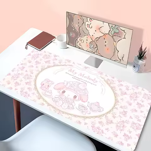 Kawaii Pink Flowers Mouse Pad Laptop Anime Sanrio Gaming Keyboard Rug PC My Melody Gamer Cabinet Mousepad Desk Mat For Girl Gift