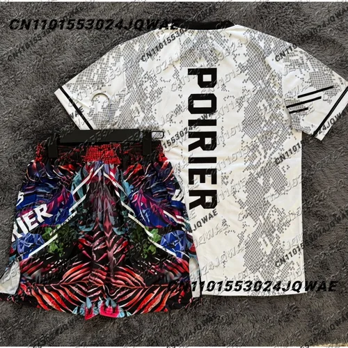 Imagen 2 del producto UFC Top Fighters Dustin Poirier combate evento camiseta pantalones cortos hombres transpirable Jersey lucha correr conjunto absorbente de sudor