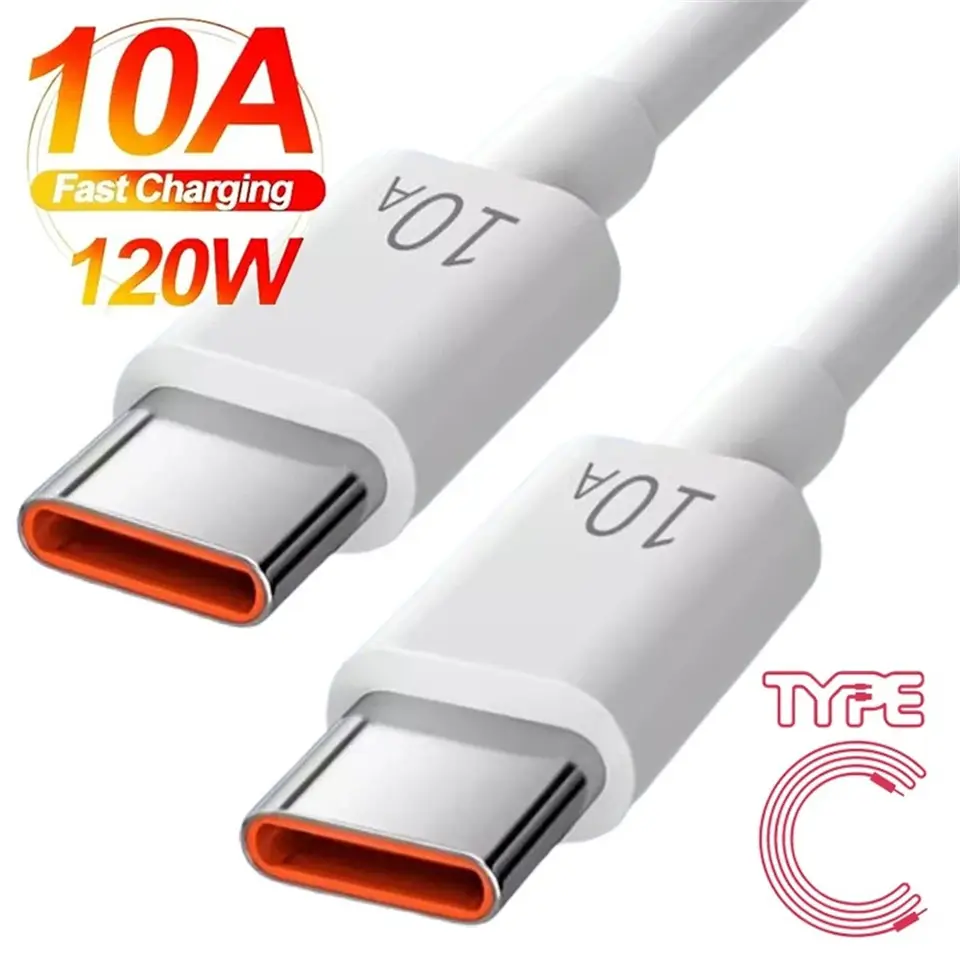 كابل Type C إلى Type C 10 أمبير، شحن فائق السرعة 120 واط، شاحن هاتف USB C، كابل شحن سريع لهواتف سامسونج وشاومي وهواوي