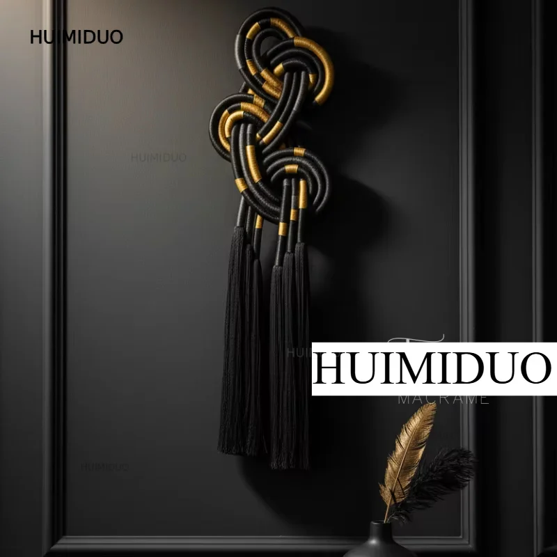 Unique Macrame Wall Hanging Handmade Colorful Cotton Rope Knotted Ring Tassel Wall Art Home Decoration