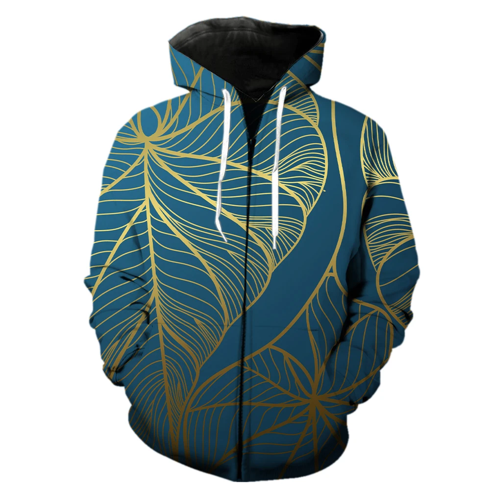 

Tropical Plant Leaves Men's Zipper Hoodie Fashion Oversized Streetwear 3D Printed Cool Unisex 2022 Hot Sale Funny Tops Spring