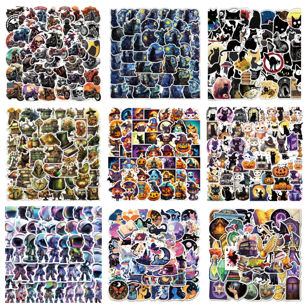 10/30/50PCS Cartoon Cool Ghost Stickers Series Creative Horror Skull Graffiti Skateboard Cup Helmet Guitar Decoration Wholesale