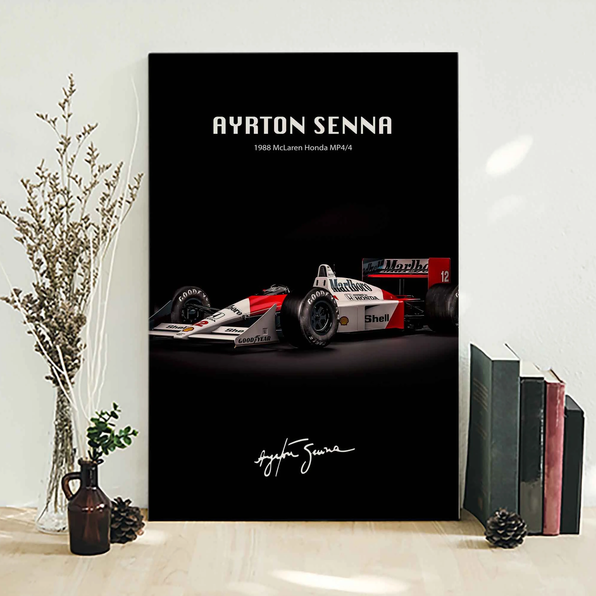 

Ayrton Senna Poster Print MP4/8 Canvas Painting Monaco GP Car Wall Art Pictures For Living Room Home Decoration Frameless