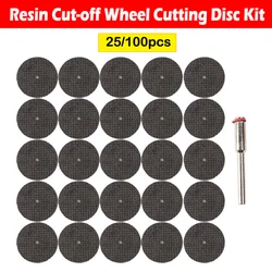 25/100Pcs 32mm Resin Cutting Wheel Cut-off Discs Kit Mandrel For Rotary Tool Powerful Metal/Plastic/Fiber/Wood Cutting Tool