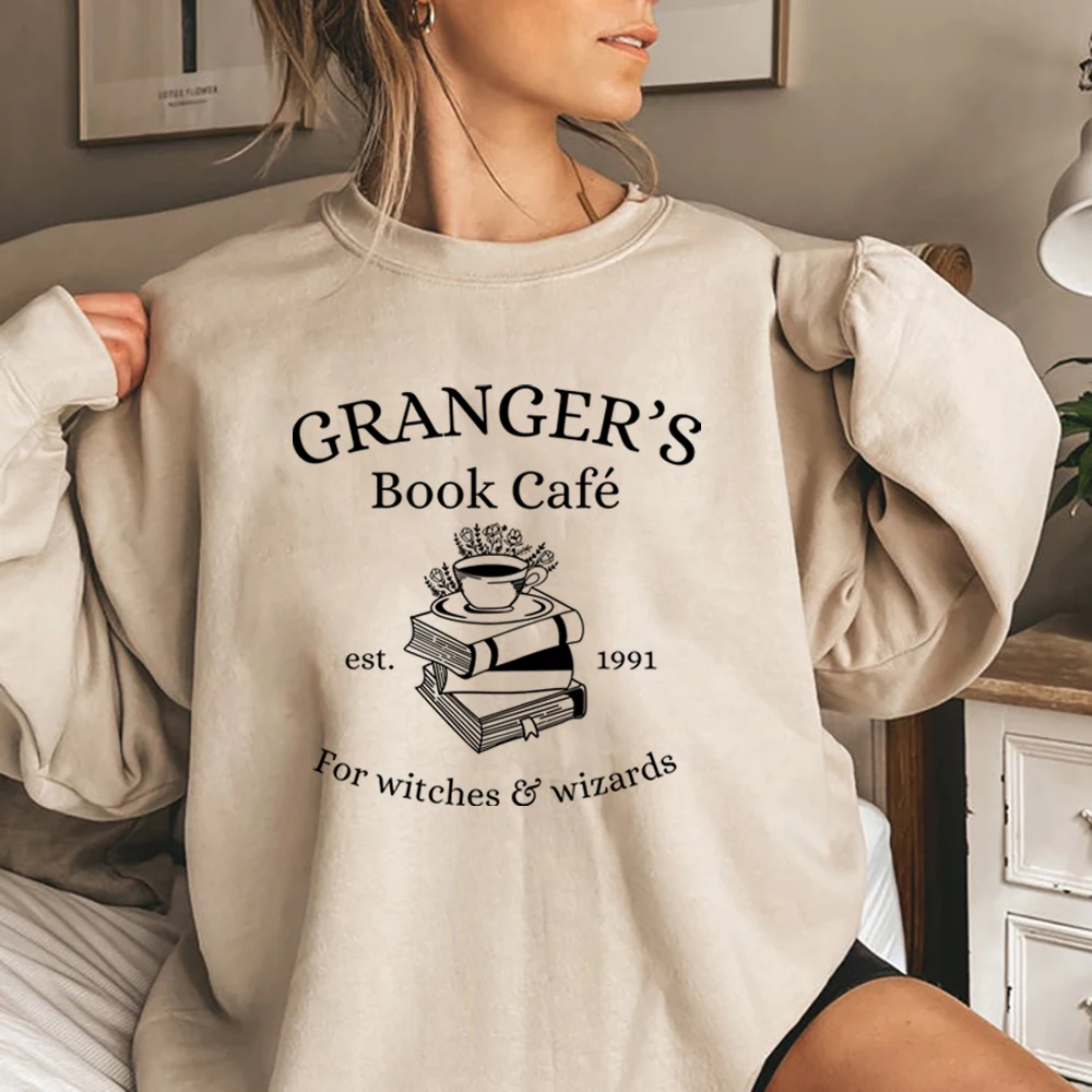 HP Granger Book Cafe Sweatshirt Magic Wizard Shirt Witch School Sweater Bookish Tee Fall Sweatshirts Birthday Gift for Lover