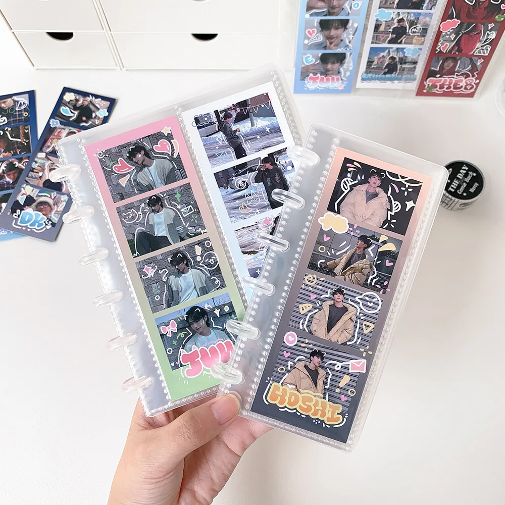 New 1/2 Grid Transparent vertical bill storage book with 10 Inner Pages, mushroom buckle loose leaf album, small card book