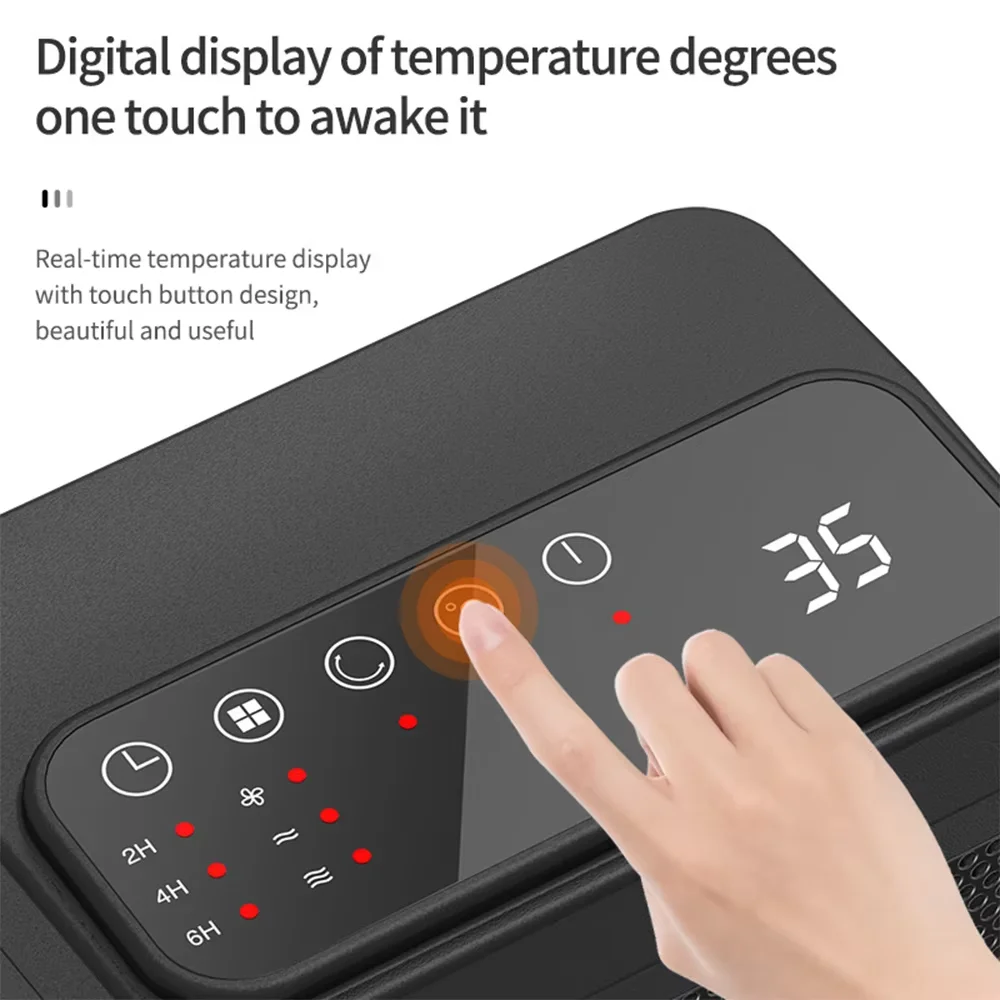 LED Touch Screen PTC Ceramic Heating Technology Electric Upright with Remote Control Home 3 Speed ​​Heater Fan Desktop Heater