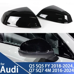 2x Carbon Fiber Style/Black Side Mirror cover Caps Shell for Audi Q5 SQ5 FY 2018-2024, Q7 SQ7 4M 2016-2024