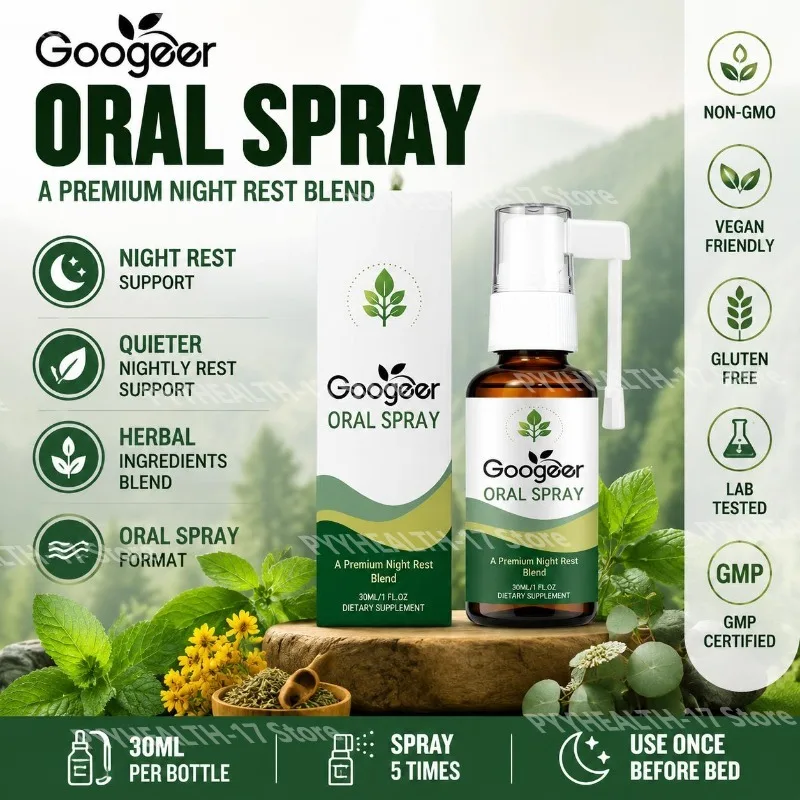Night Rest Blend Oral Spray with Peppermint Extract Mint Aroma Hyaluronic Acid Fine Mist for Quieter Nights Use 30 ML