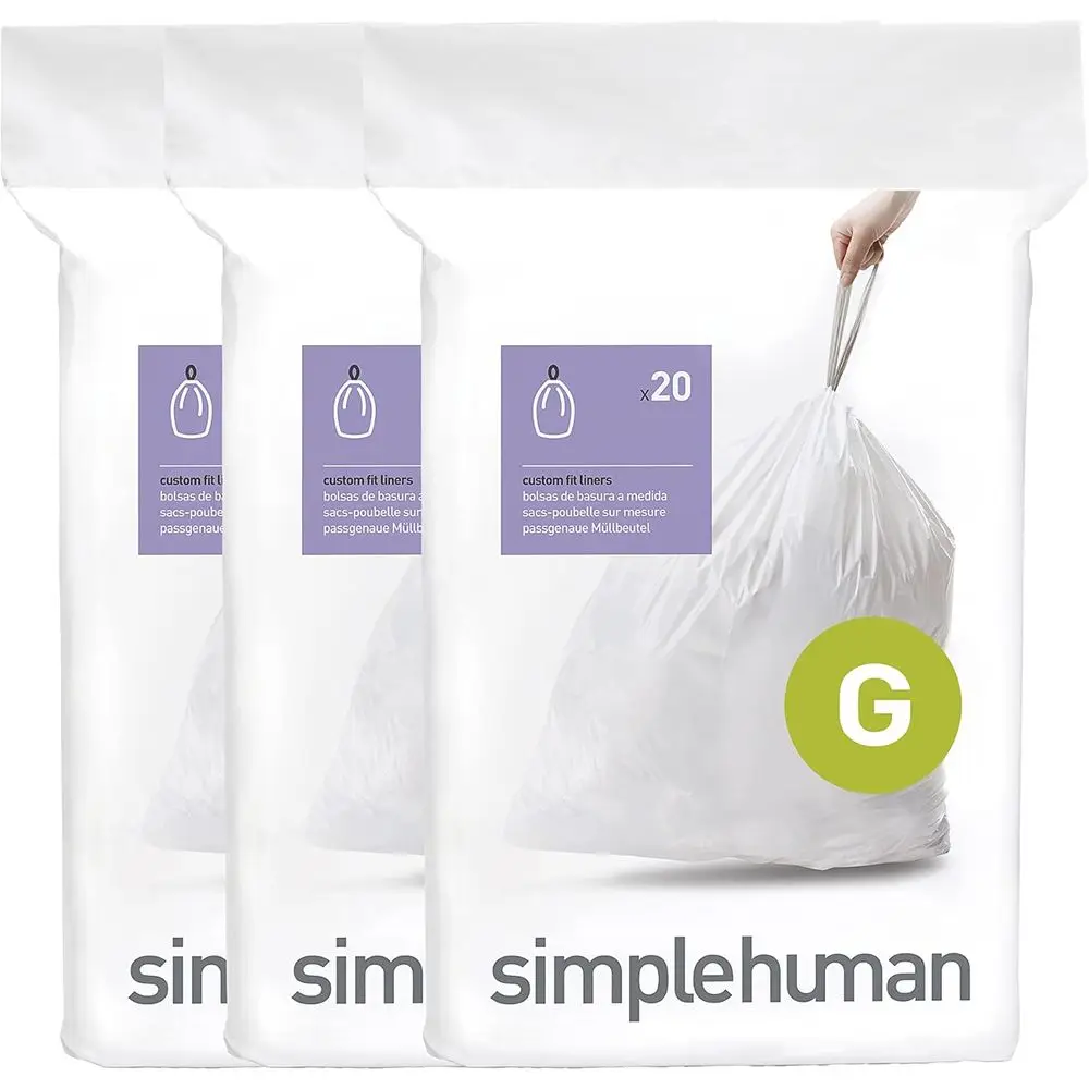 

60 Count, Custom Fit Trash Liners, 30 Liter Capacity, White