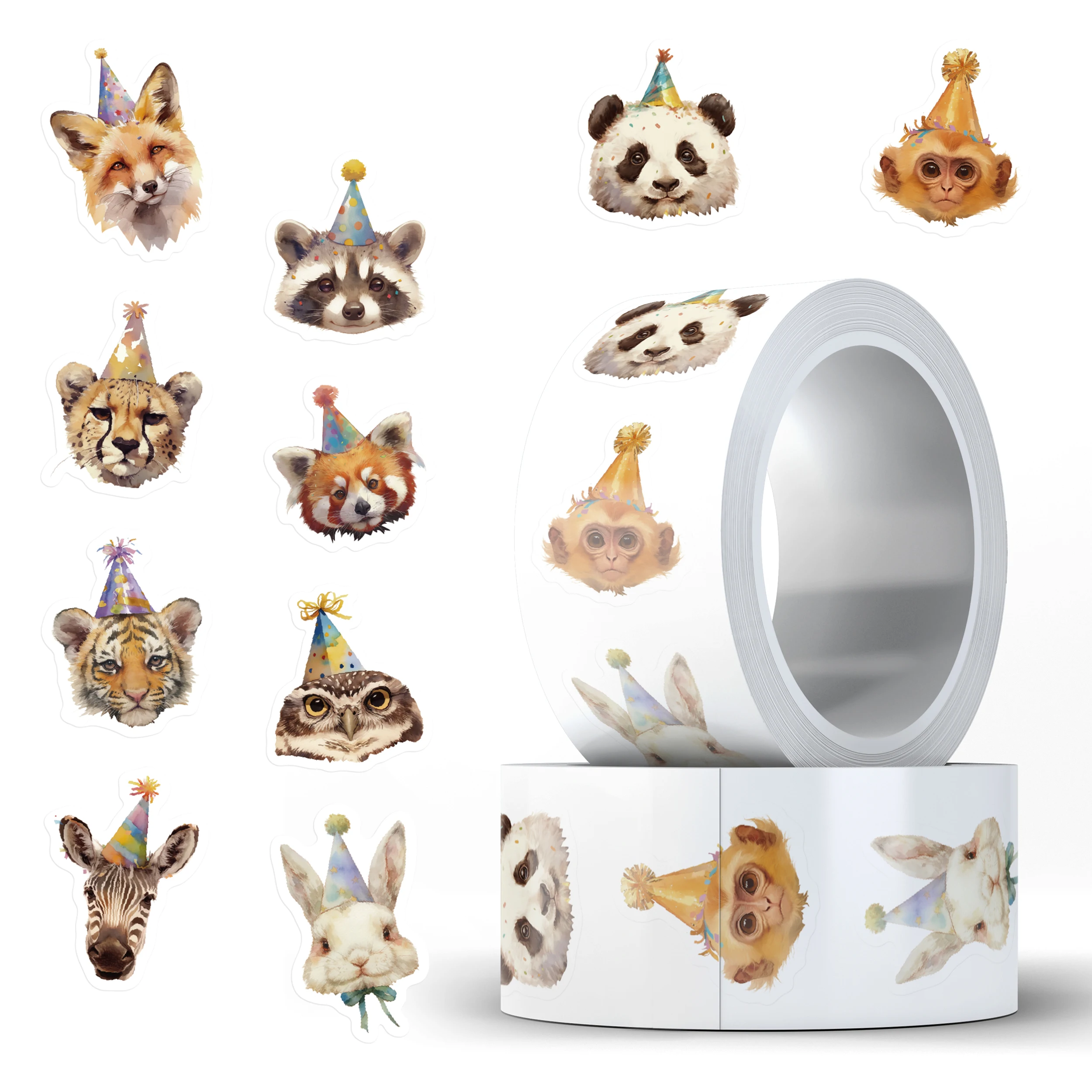 

500pcs/roll Aesthetic Retro Cartoon Animals Stickers For Luggage Guitar Laptop Water Bottle Phone Vinyl Decals(10 Patterns)