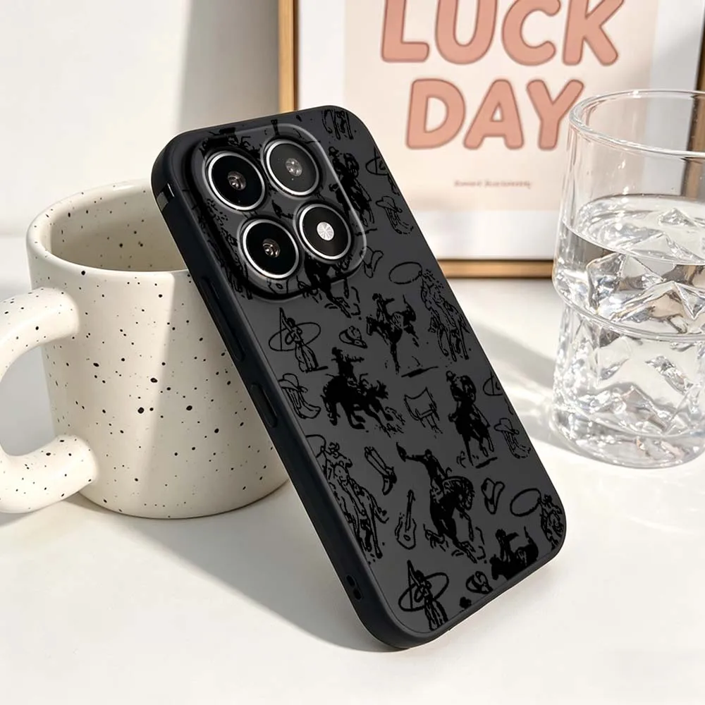Cowboy Boot Pattern Phone Case For Xiaomi Mi 17 15 15T 14T 14 13 13T 12 12T 12S 11 Lite Pro Ultra 5G Black Soft Cover view 2