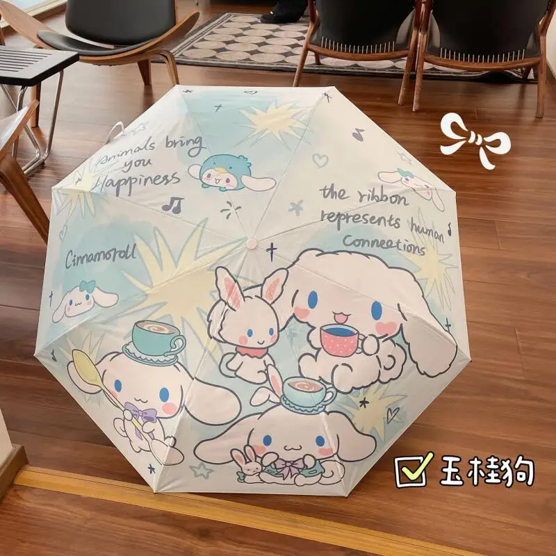 Sanrio Cinnamoroll paraguas automático sombrilla lindo Anime dibujos animados estudiante niño Campus adulto al aire libre viaje portátil