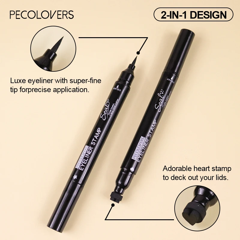 1pcs Black Eyeliner Pen Waterproof Not Blooming Long-lasting Eye Pencil Double Head Moon Star Heart Flower Liquid Eyeliner Pen