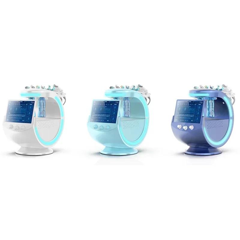 DermDelhi Hydra-Machine à Épurateur Multifonction Intelligente pour le Visage, Soins de la Peau, Ultrasons, RF, Eau, Analile, Bleu Glacé