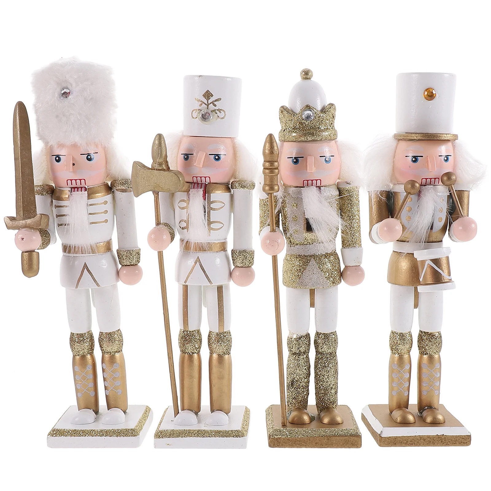 

4pcs Wooden Nutcracker Decoration Xmas Tabletop Ornament Home Hotel Restaurant Decor Christmas Party Supplies Desktop Craft