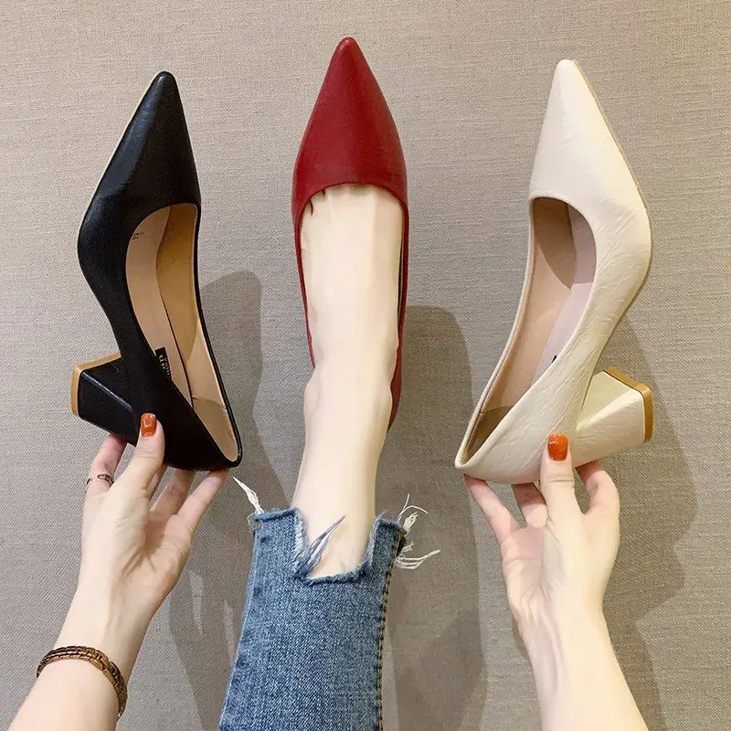 Ladies Summer Footwear Pointed Toe Shoes For Women 2024 Red On Heeled Beau Today Office High Heels Pumps 39 Chic Point Hot Offer